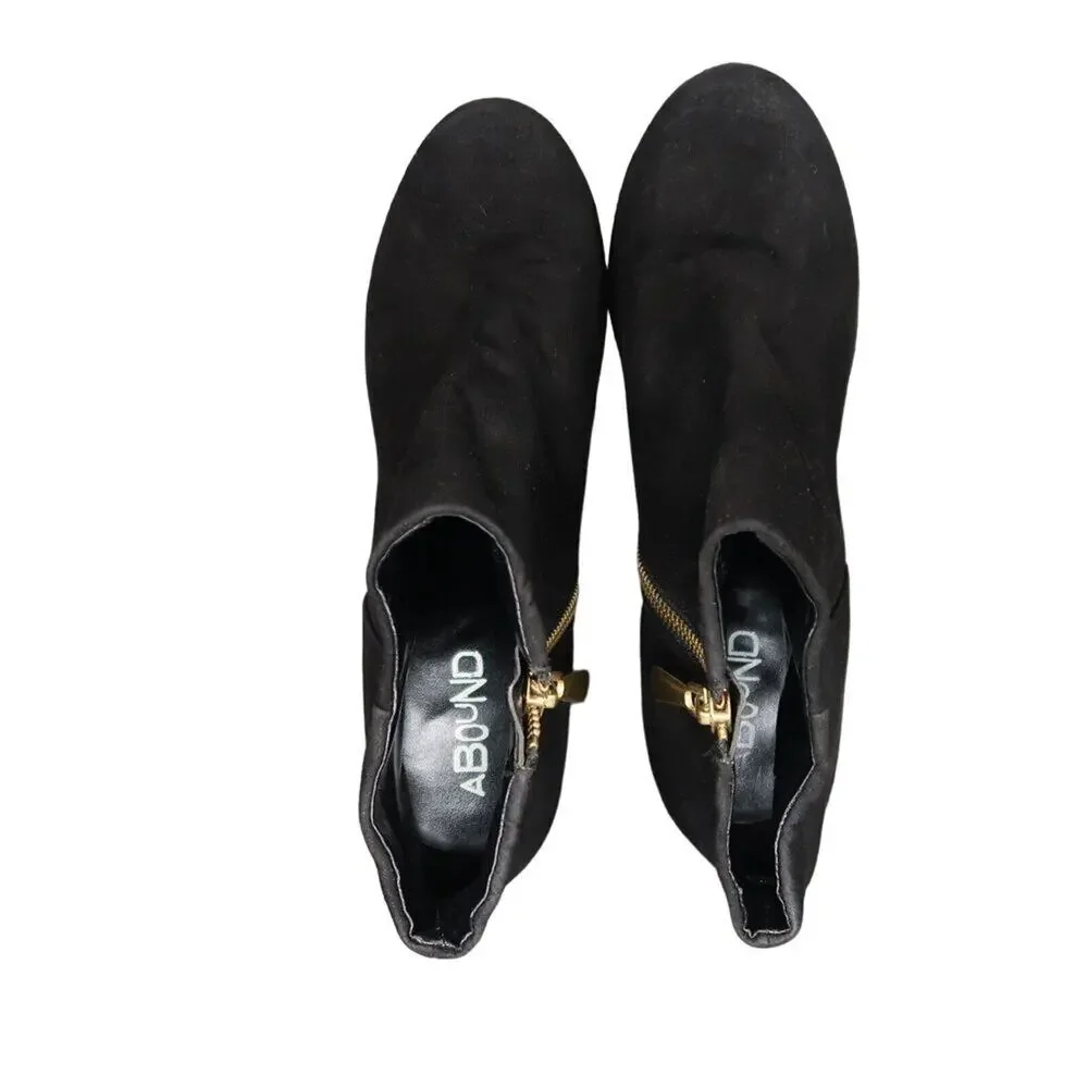 Abound Shoes Womens 7.5 Booties Fashion Classic Black Block Heel Ankle Boot Zip